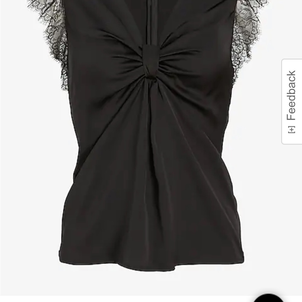 Brand new Express top. Beautiful and fine lace on sleeves. Knot derail in front.